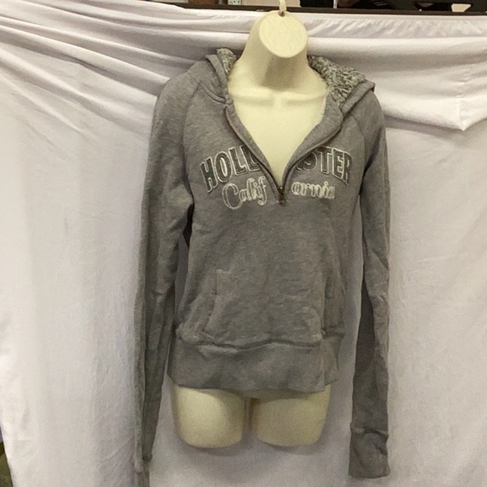 Hollister 3/4 zip gray hoodie.